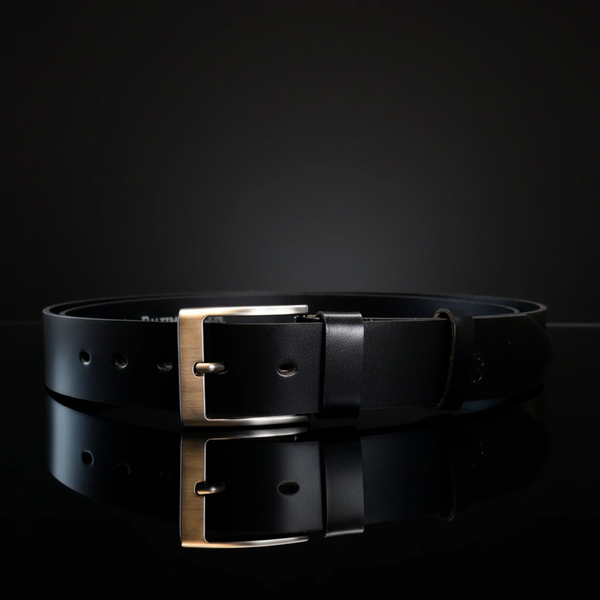 Men's Ceinture en cuir personnalisée – Cuir véritable noir